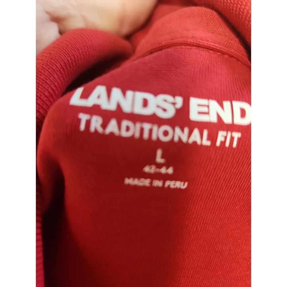 Lands End Traditional Fit Red  Mens Large 42-44  Long Sleeve Polo‎ Shirt